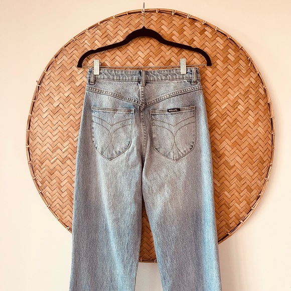 WOMEN’S STYLISH ROLLAS DUSTERS SLIM BOOTCUT HIGH RISE JEANS IN BRAD BLUE EUC - Picture 10 of 12